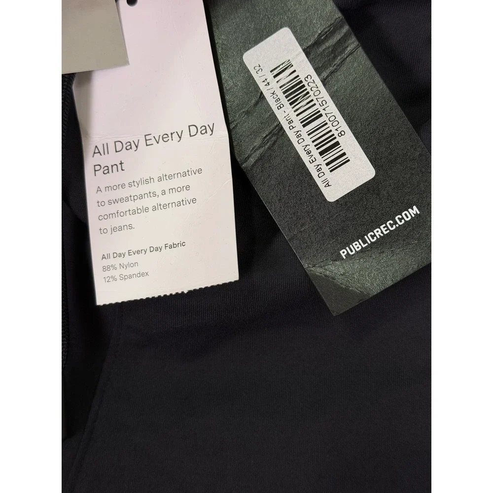 New Public Rec Jogger Pants Mens 44 Black‎ All Day Every Day Drawstring Athletic